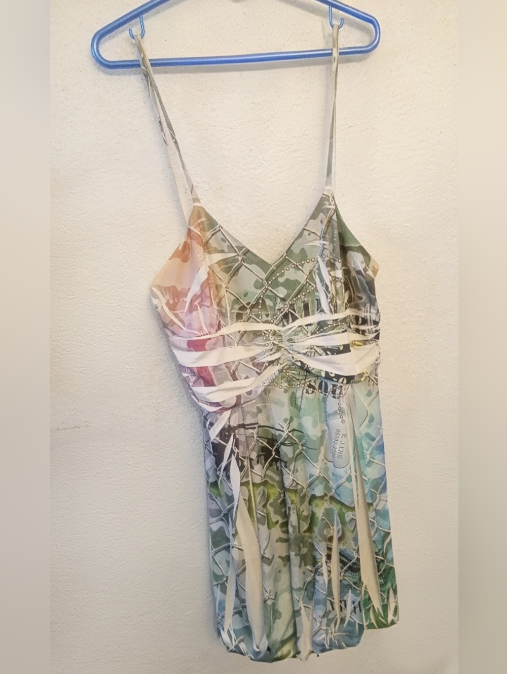 Diva USA Y2K Grunge "ARMY" Camo Tank Top - Chain Link & Dog Tag Print - Size S